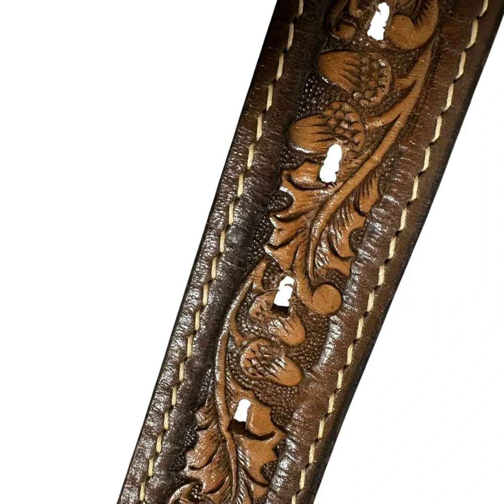 MILLER Western Wear Denver Colorado Tooled Leather Belt Silver Buckle Girl/Horse